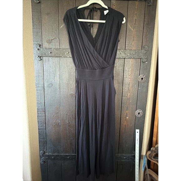 CAbi Pants - Cabi Romper Size XS Black Long Sleeveless Lined Pockets Pleated Slimming Waist